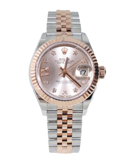 DATEJUST 28 TWO-TONE PINK GOLD DIAMOND BEZEL